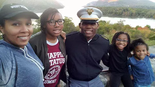 CJ Morgan with family members at Trophy Point