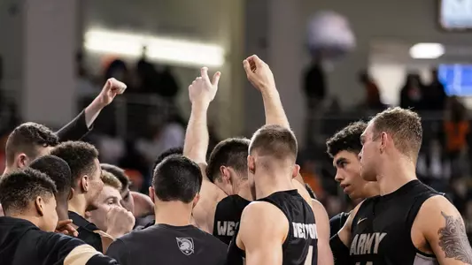 Army huddles pregame at Bucknell