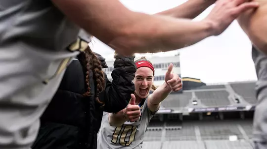 Samantha Stewart of the Army Black Knights during the Patriot League women's lacrosse quarterfinal lacrosse game between the Army Black Knights and Lehigh Mountain Hawks at Michie Stadium on April 28, 2019 in West Point, NY.
