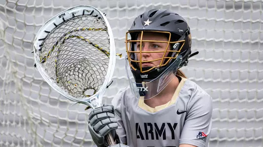 Maddie Burns of the Army Black Knights during the Patriot League women's lacrosse quarterfinal lacrosse game between the Army Black Knights and Lehigh Mountain Hawks at Michie Stadium on April 28, 2019 in West Point, NY.