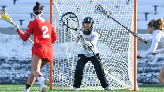 Maddie Burns in goal versus Marist as a freshman