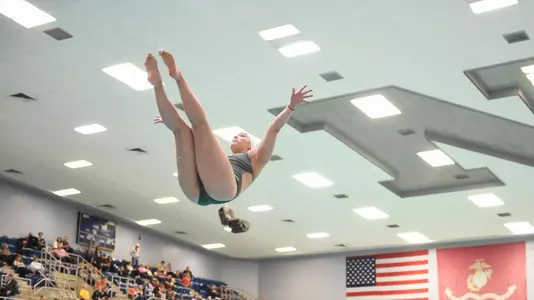 Serica Hallstead dives during the Patriot League Championships