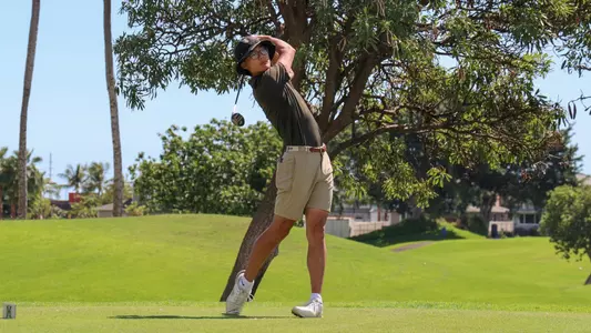 Josh Kim tees off at Kapolei Invitational in Hawaii.