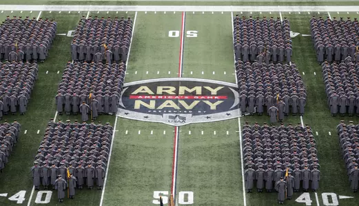 Dec 9, 2023; Foxborough, Massachusetts, USA; The United States Corps of Cadets from the U.S. Military Academy at West Point march on to the field before the Army-Navy Game at Gillette Stadium. Mandatory Credit: Danny Wild-USA TODAY Sports