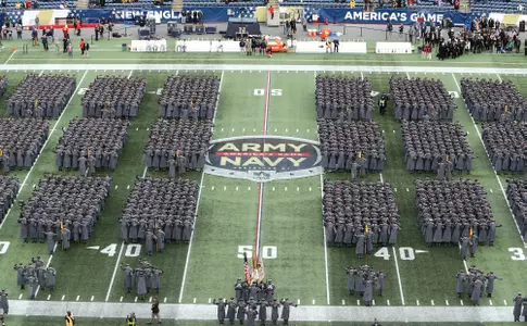 Dec 9, 2023; Foxborough, Massachusetts, USA; The United States Corps of Cadets from the U.S. Military Academy at West Point march on to the field before the Army-Navy Game at Gillette Stadium. Mandatory Credit: Danny Wild-USA TODAY Sports