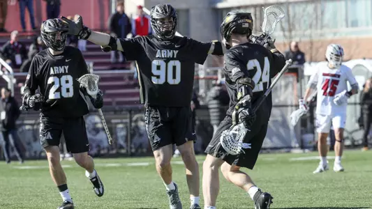 Jacob Morin celebrates with teammates at UMass