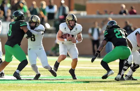 Nov 9, 2024; Denton, Texas, USA; Army Black Knights quarterback Bryson Daily (13) carries the ball against the North Texas Mean Green during the first half at DATCU Stadium. Mandatory Credit: Danny Wild-Imagn Images
