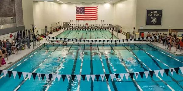 Crandall Pool during an Army swimming and diving meet at West Point