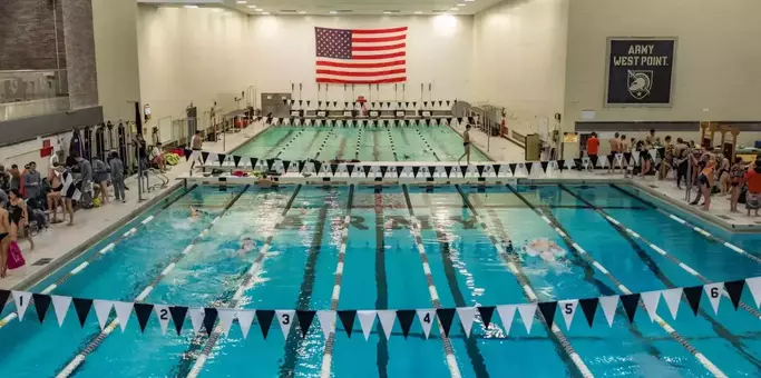Crandall Pool during an Army swimming and diving meet at West Point