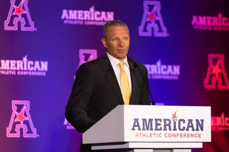 Coach Monken at AAC Media Kickoff 2024
