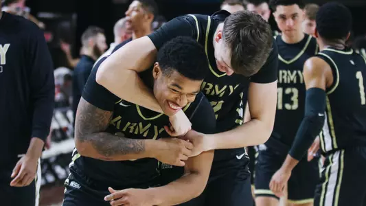 Holloway and Laczkowski Celebrate Win Over Lehigh
