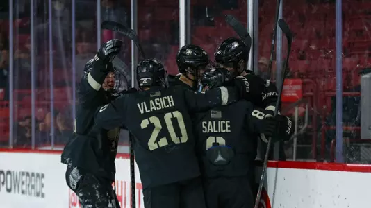 Hockey Celebrates Goal at Northeastern
