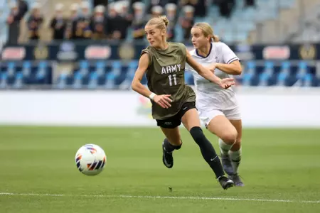 The Army Black Knights take on the Navy Midshipmen in Women’s Soccer at Subaru Park on October 10, 2025. (Isaiah Vazquez/Army)