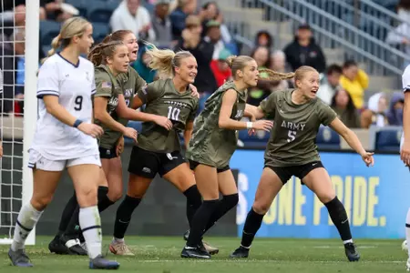 The Army Black Knights take on the Navy Midshipmen in Women’s Soccer at Subaru Park on October 10, 2025. (Isaiah Vazquez/Army)