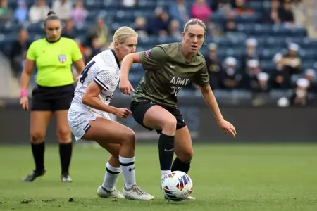 The Army Black Knights take on the Navy Midshipmen in Women’s Soccer at Subaru Park on October 10, 2025. (Isaiah Vazquez/Army)