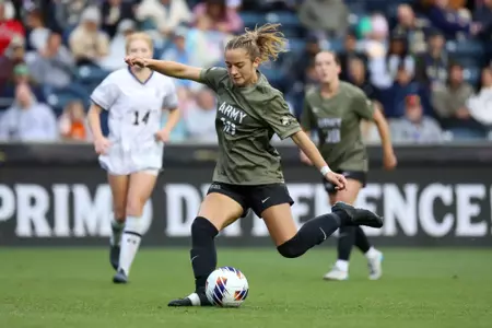 The Army Black Knights take on the Navy Midshipmen in Women’s Soccer at Subaru Park on October 10, 2025. (Isaiah Vazquez/Army)