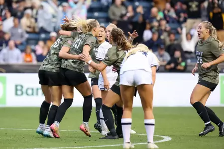 The Army Black Knights take on the Navy Midshipmen in Women’s Soccer at Subaru Park on October 10, 2025. (Isaiah Vazquez/Army)