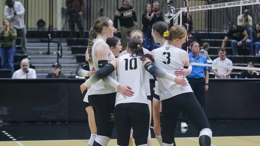 The Volleyball Team Huddles After a Point