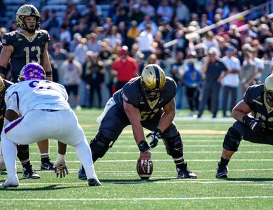 Brady Small before a snap against ECU