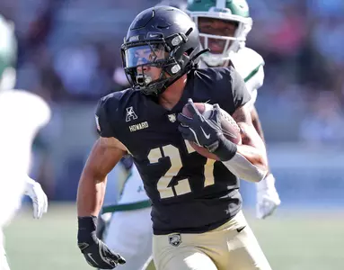 Oct 12, 2024; West Point, New York, USA; Army Black Knights running back Samari Howard (27) carries the ball against the UAB Blazers during the second half at Michie Stadium. Mandatory Credit: Danny Wild-Imagn Images