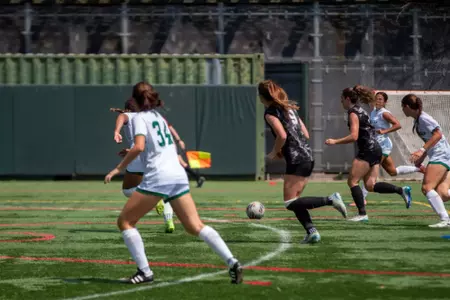 #30 Brigid Duffy runs with the ball in Army's 4-1 victory over Manhattan on August 17, 2025