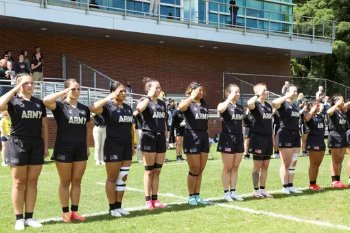 Women's Rugby Stands at Attention