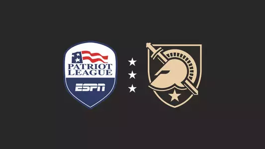 Graphic with the Patriot League on ESPN logo and the Athena Shield logo
