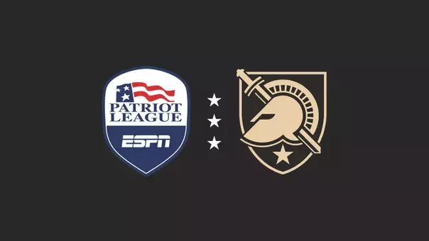 Graphic with the Patriot League on ESPN logo and the Athena Shield logo