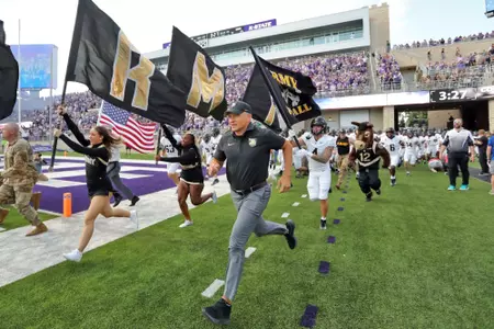 Sept. 6, 2025 — The Army Black Knights take on the Kansas State Wildcats of the Big 12 in the first half at Bill Snyder Family Stadium in Manhattan, Kansas. Photo: Danny Wild/Army football