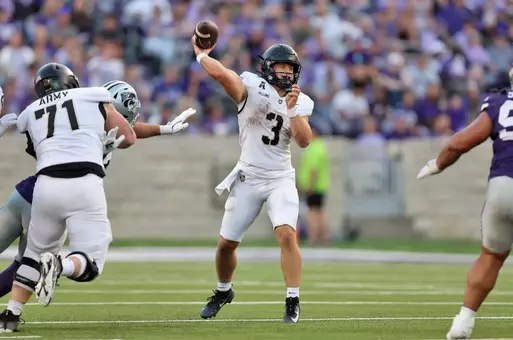 Sept. 6, 2025 — The Army Black Knights take on the Kansas State Wildcats of the Big 12 in the first half at Bill Snyder Family Stadium in Manhattan, Kansas. Photo: Danny Wild/Army football
