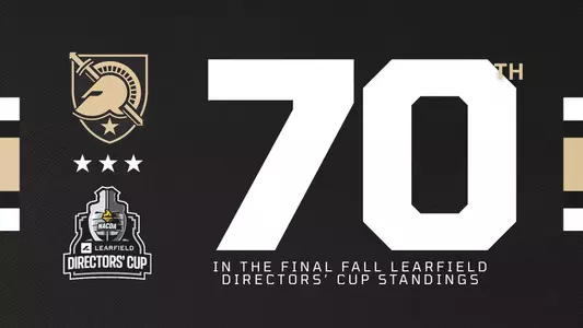 Graphic highlighting Army's 70th place in the Learfield Directors Cup Standings with the Army logo and the Directors Cup log and a big 70 on the graphic.