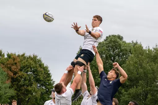 Army takes a lineout in its match at Navy.