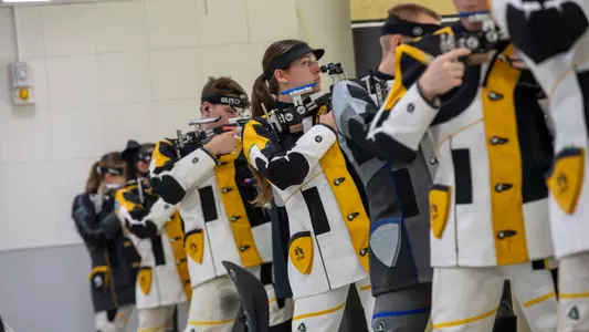 Brenna Green looks to take a shot in Air Rifle at Tronsrue Marksmanship Center on Oct. 3, 2026