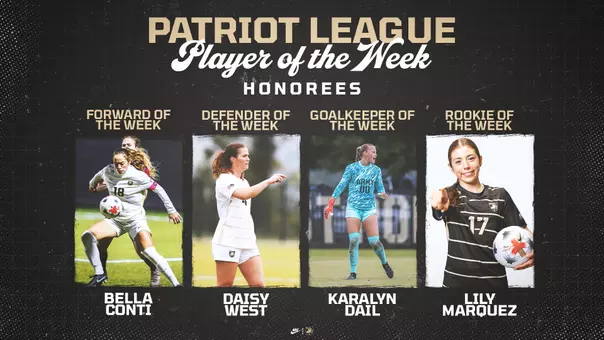West, Dail, Conti, Marquez earn Patriot League weekly honors, announced on Monday, October 26, 2026