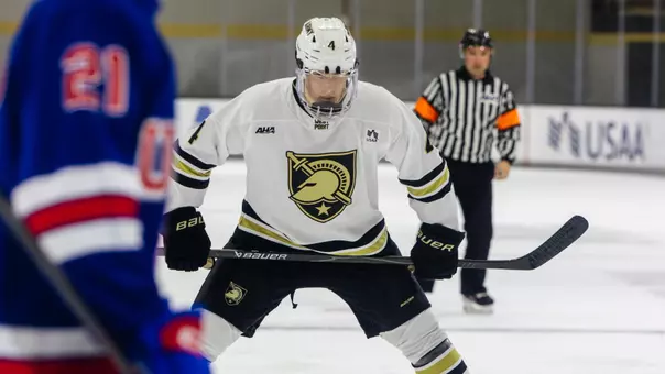 Ben Ivey lines up to take a faceoff against the USNTDP on Oct. 24, 2026 at Tate Rink