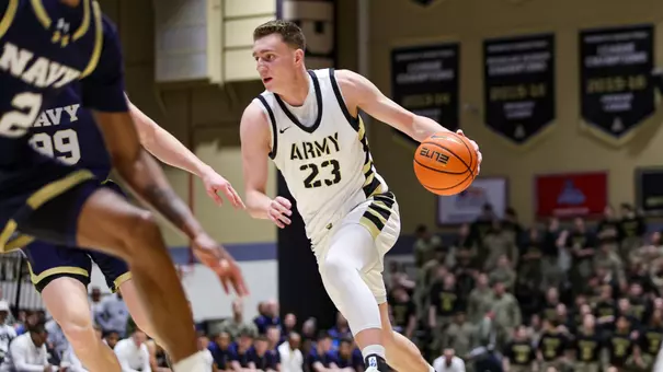Dylan Benner Drives the Ball Against Navy