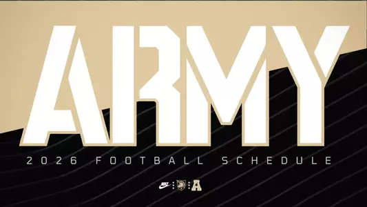 Graphic highlighting the 2026 Football Season Schedule with a big Army stencil wordmark.