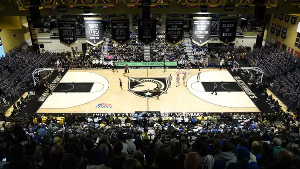 Christl Arena photo from high above the court during the basketball doubleheader against Navy