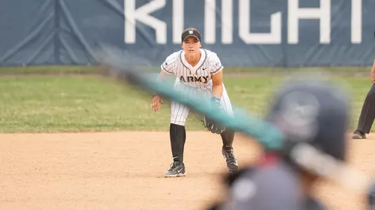 Samantha Sims Prepares for a Ground Ball at FDU