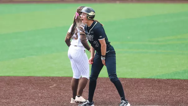 Sienna Tepley Celebrates a Hit Double Against the Lehigh Mountain Hawks