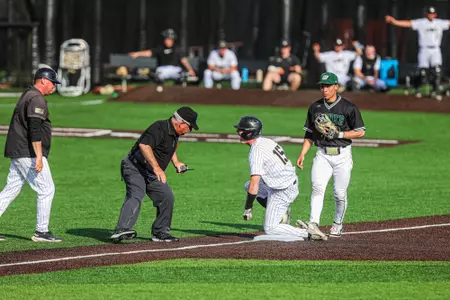 Chris Barr celebrates a triple in Army's win over Wagner.