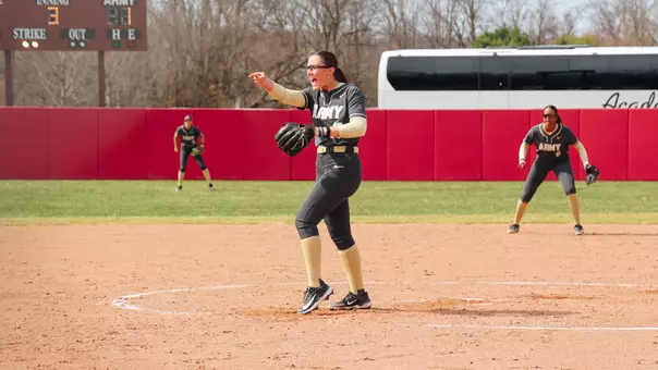 Breanna Izzo Celebrates a Called Strike Against Colgate