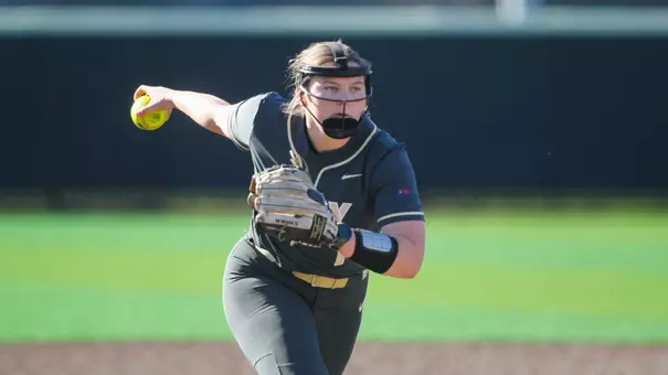 Katelyn Flanders Prepare for Pitch during Doubleheader Against Seton Hall