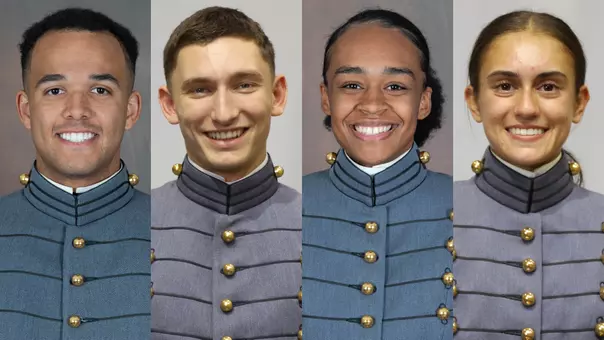 Hicke, Carter, Whaley, Sardar pose in their dress greys for a headshot