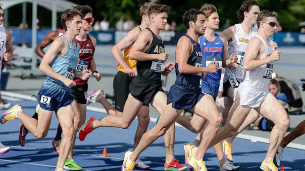 Nathan Davis running in the men's 3000m steeplechase at the 2026 NCAA East First Round at the University of Kentucky.