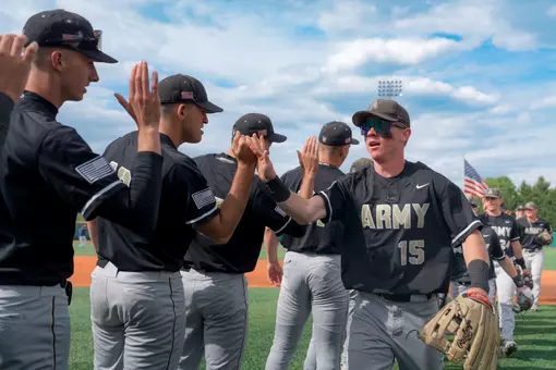 Army Baseball in the handshake line after a 13-inning win over Navy.