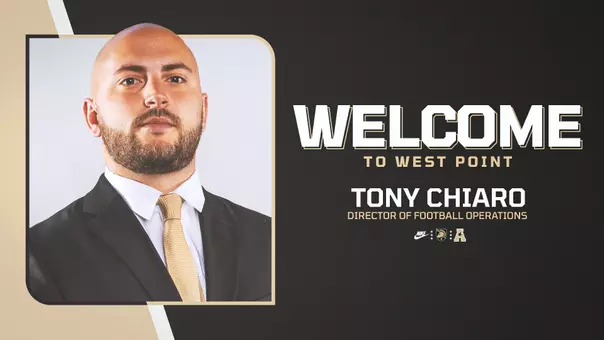 Welcome Graphic for Tony Chiaro's announcement as the new Director of Football Operations.