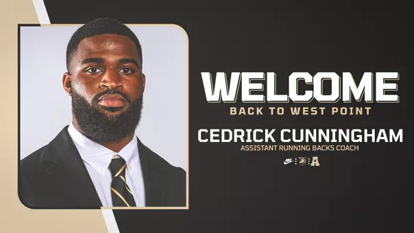 Welcome Graphic for Cedrick Cunningham the new Assistant Running Backs Coach.