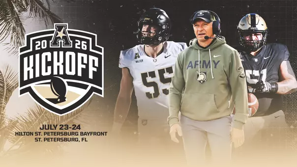 Army West Point Football Head Coach Jeff Monken, along with team captains Brady Small and Owen Walter, will represent the Black Knights at the 2026 American Kickoff in St. Petersburg, Fla.