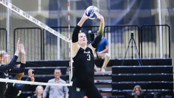 Juliette Myrick Sets the Ball for the Black Knights against Binghamton Inside Gillis Field House